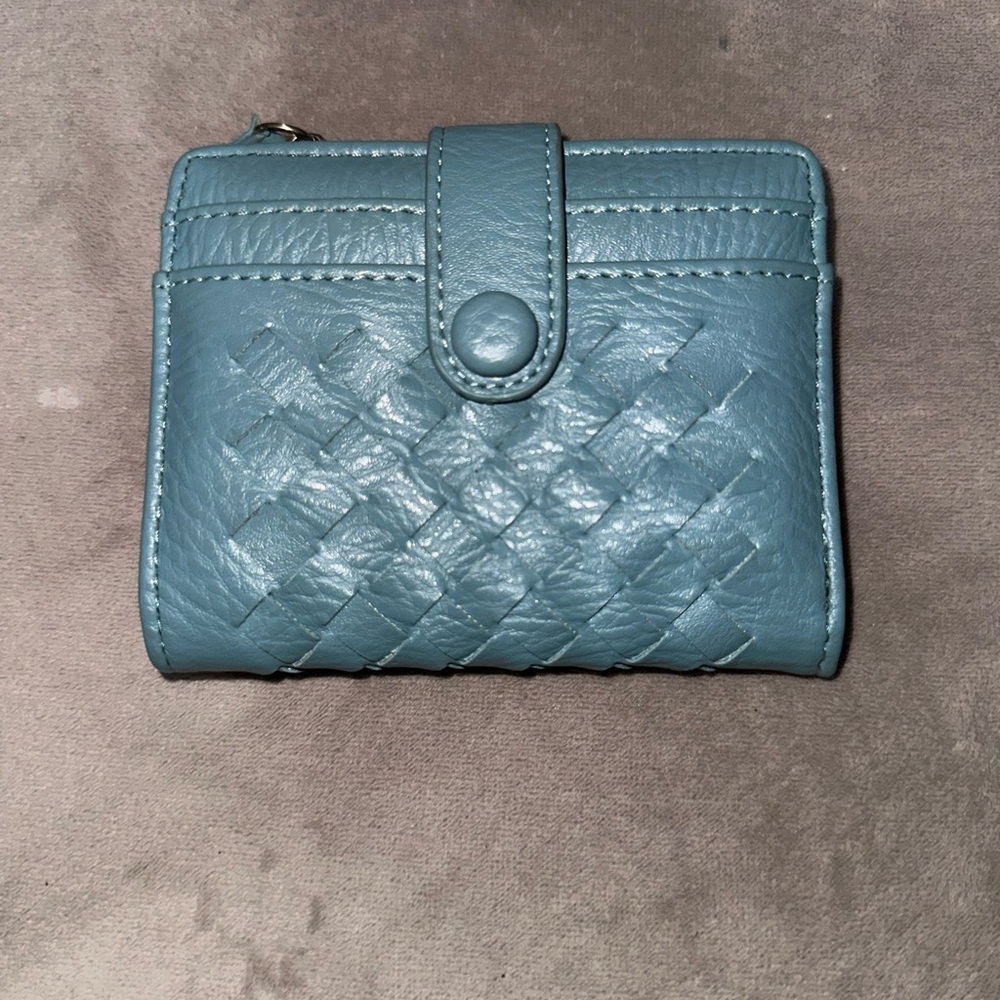 Elegant Blue Woven Leather Wallet